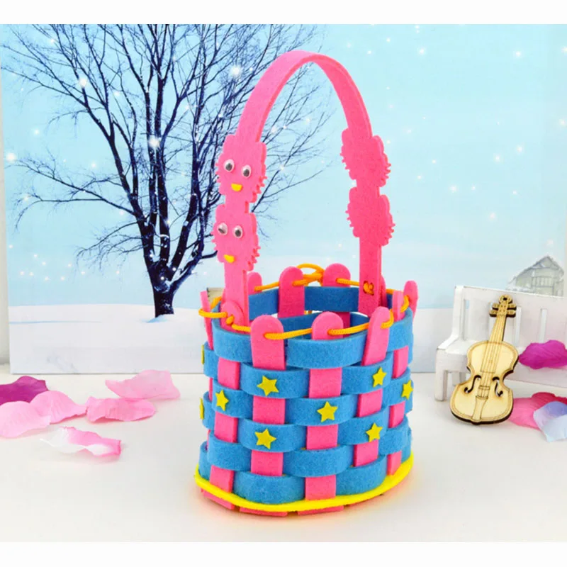 b Ручная работа ручной вязки Нетканая корзина для рук DIY Kindergarden Швейные игрушки для детей рукоделие Корзина для детей крафт купить один получить один бесплатно - Цвет: b