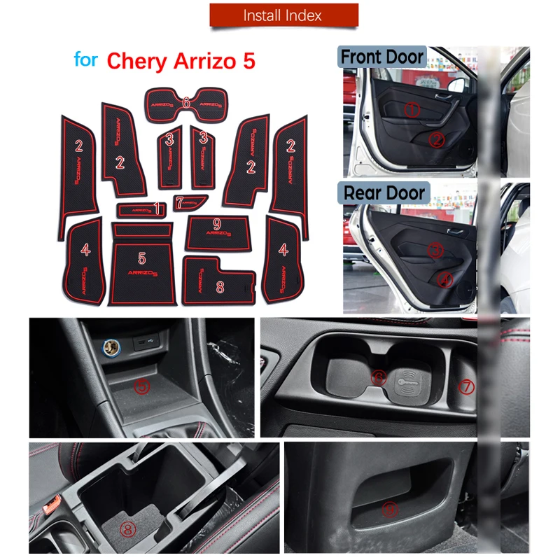 Противоскользящий резиновый подстаканник для Chery Arrizo 5,,,,, коврик для двери, автомобильные аксессуары, наклейки для автомобиля