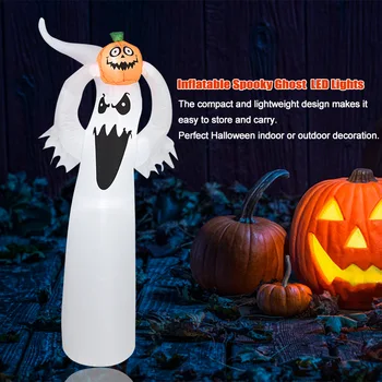 

Indoor Outdoor Lawn Figure Inflatable Ghost Ornament Halloween Decor Prop Party Glowing LED Lights Spooky With Lifting Pumpkin