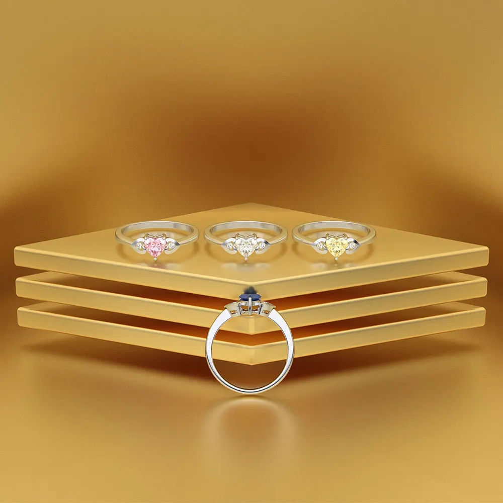 Wong Rain Романтический стерлингового серебра 925 Сердце искусственный муассанит драгоценный камень Обручальное кольцо ювелирных изделий