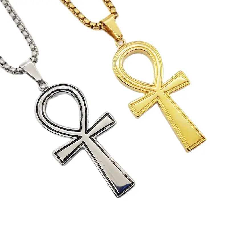 

Simple Classic Fashion Cross Egyptian Ankh Life Symbol Antique Silver Color Pendant Short Long Chain Necklaces Jewelry For Men