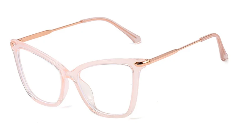 pink with clear Peekaboo, кошачий глаз, синий фильтр, очки, по рецепту, женские, tr90, рамка, игра, компьютерные очки, женские, большие, защита глаз, для девушек - Цвет оправы: pink with clear
