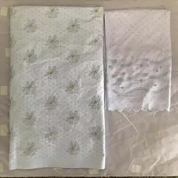 

New Designs Bazin Brocade Richer brocade Whit Stones Beads Guinea Basin Garment Fabric 100% Cotton lace Materials For Dress