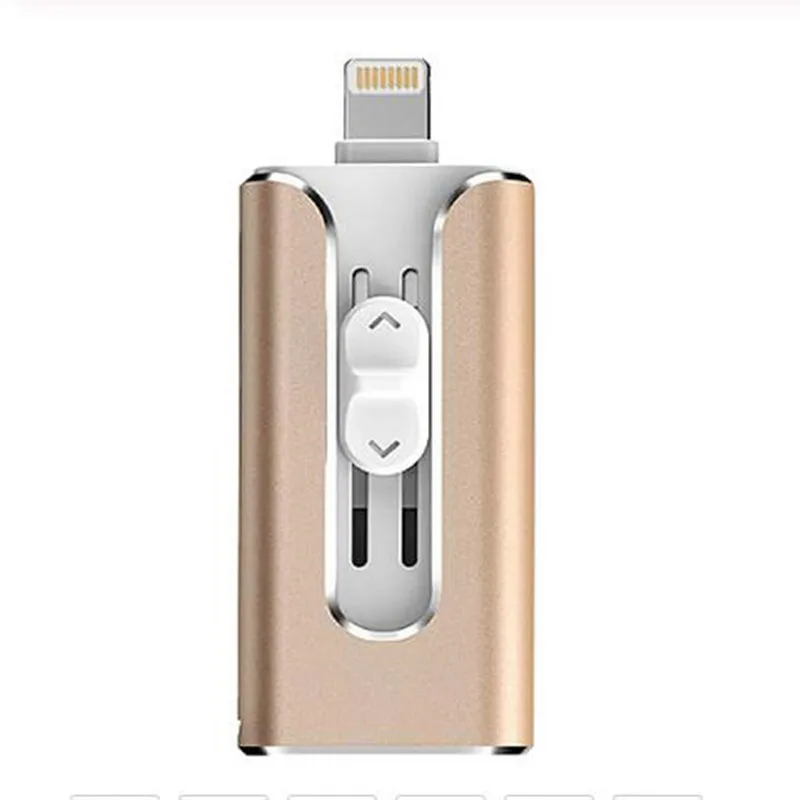 OTG USB флеш-накопитель 64Гб 128 ГБ флэш-накопитель 3 в 1 для iPhone Android HD USB флэш-память 3,0 флеш-накопитель 256 ГБ 512 ГБ устройство чтения карт памяти Usb флэш диск на ключ - Цвет: Золотой