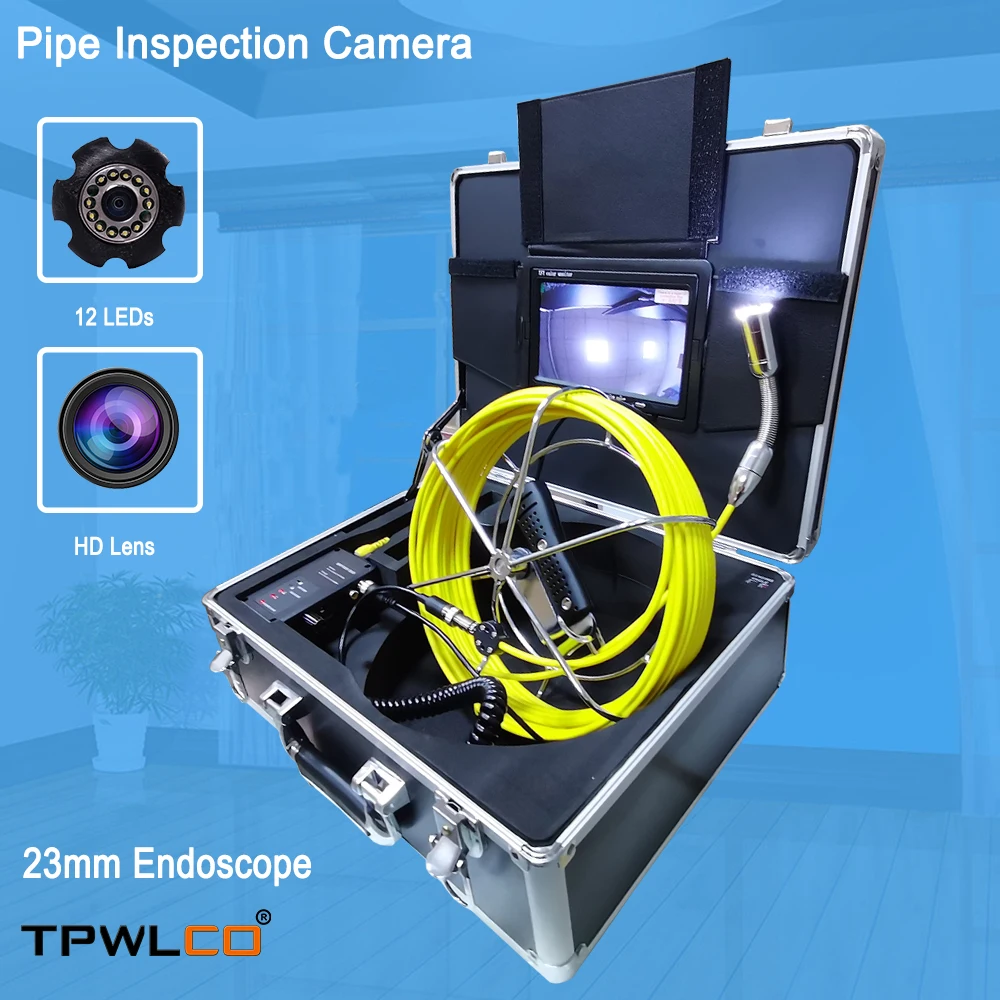 

7" Waterproof Industrial CCTV Endoscope System With DVR Recorder 23mm Pipe Inspection Drain Sewer Camera 20m/30m/40m/50m Cable