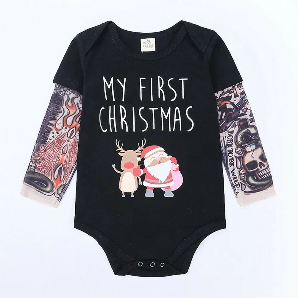 Christmas Toddler Baby Boy Girls Long Sleeve Patchwork Romper Bodysuit Outfit Clothes For 6-24Months | Детская одежда и обувь