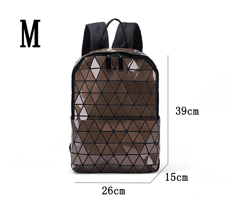 Женский рюкзак, Геометрическая сумка на плечо, школьная сумка для подростков, голограмма, светящиеся рюкзаки, лазерная сумка, рюкзак - Цвет: Large coffee