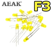 AEAK Yellow F3 3 мм светодиодный желтый светоизлучающий диодный светильник желтого цвета 600-800MCD 1000 шт