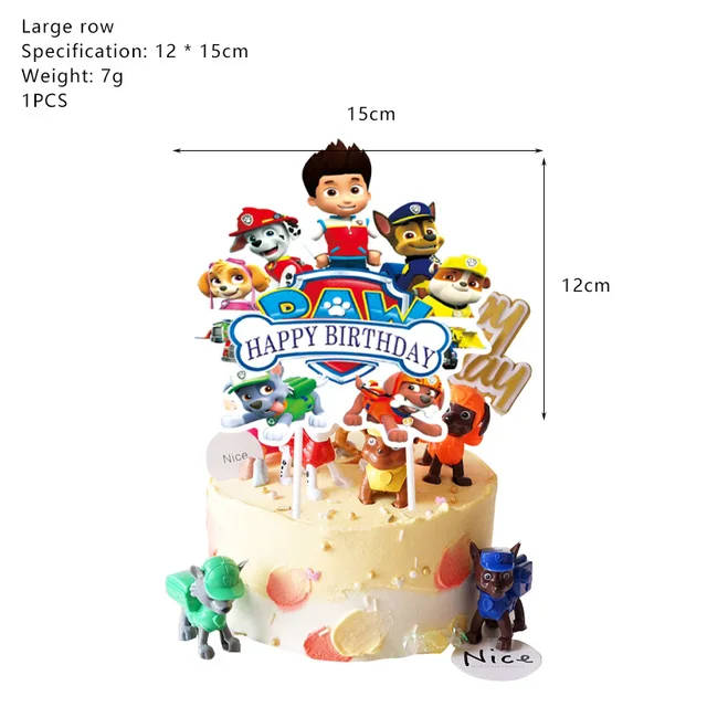 Paw Patrol Cake Decoration Set Children's Birthday Party Plug-in Cartoon Figures Baking Supplies Kids Anime Kawaii Cup Cake Card 1pc 12g