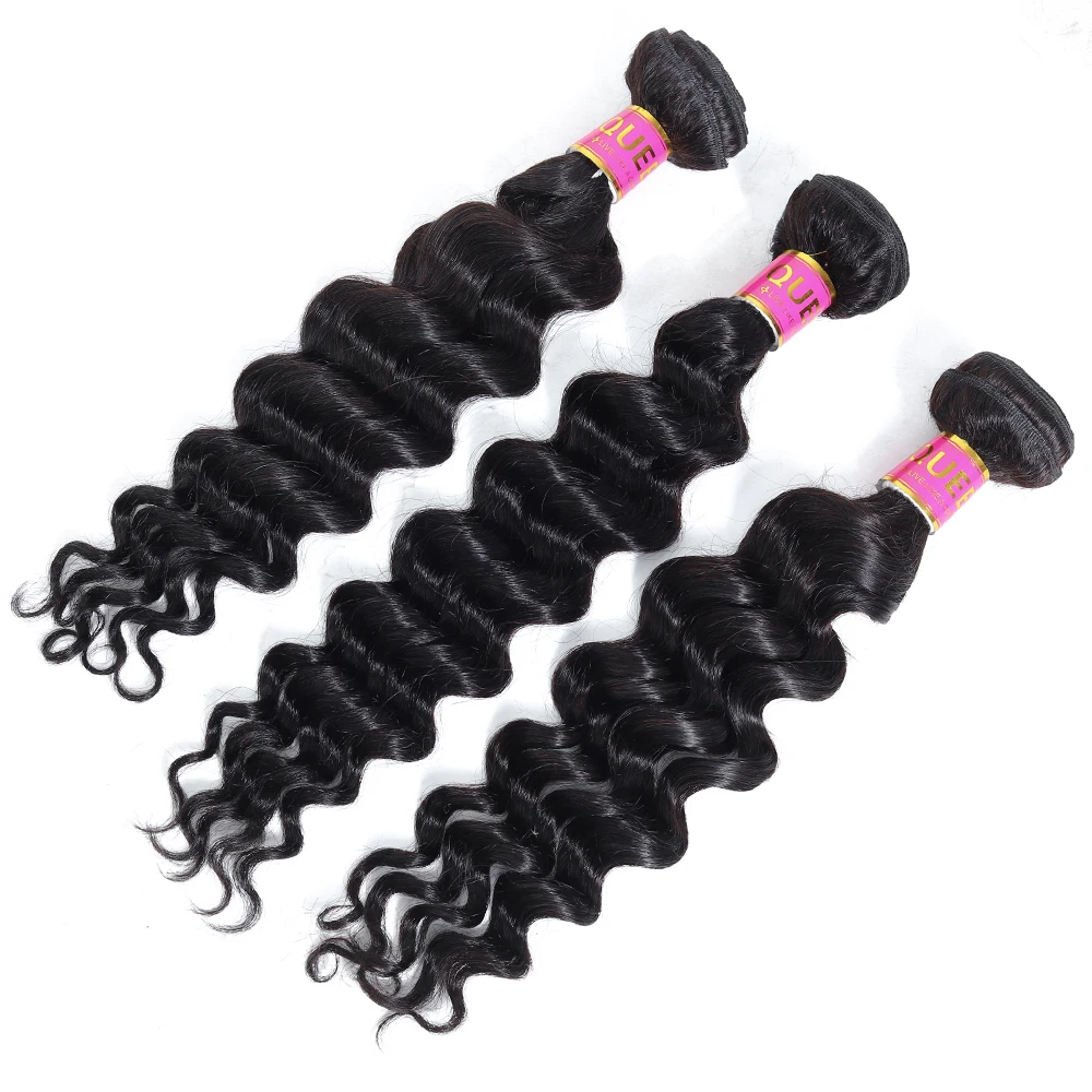 Queen товары Air свободные глубокая волна бразильские волосы Weave 3 Связки 100% Remy натуральные волосы расширения можно купить с синтетическое