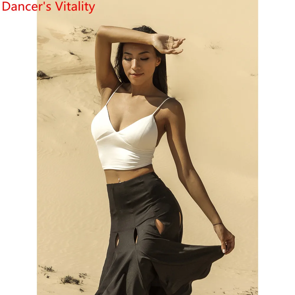 

Latin Dancing Adult Women Practice Clothes Cut out Fishtail Skirt Rumba Samba Tango Salsa Dance Competition Garments Outfits