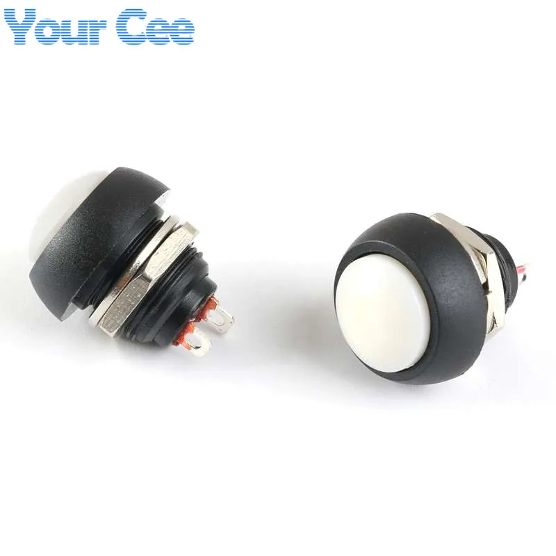 RedGreenWhiteBlackBlueYellowOrange ON-OFF 12mm Waterproof Momentary Push button Mini Switch Reset Non-locking PBS-33B (2)