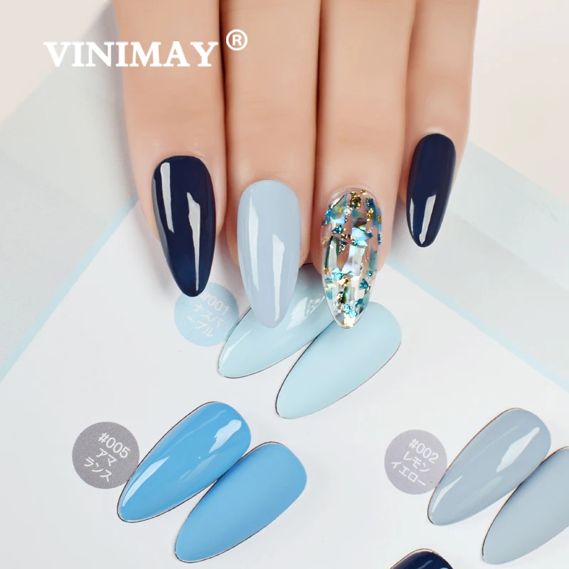 VINIMAY 18 색 청바지 블루 젤 매니큐어 바니시 네일 UV 젤락 젤 폴리쉬, 네일아트 프라이머 매니큐어 네일 젤 래크