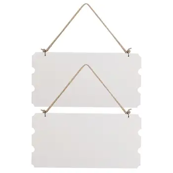 

2 pcs DIY Rectangle Rustic White Wood Decor Hanging Signs Blank Plate for Shop Store
