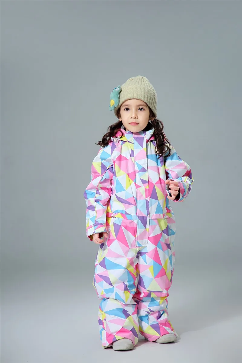 Зимние детские комбинезоны для сноубординга, водонепроницаемые, ветрозащитные, уличные, для кемпинга, лыжная куртка, штаны для девочек и мальчиков, детские бархатные комплекты с капюшоном - Цвет: girl-4
