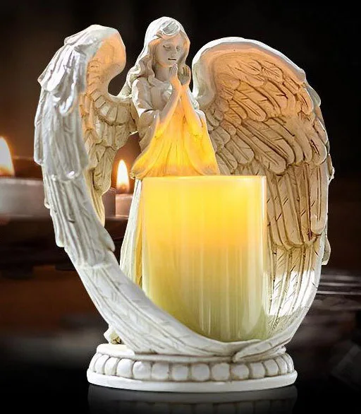 

Electronic Angel Candle Holder Resin Angel statue Wedding Gift Home Office Decoration Birthday gift for girls
