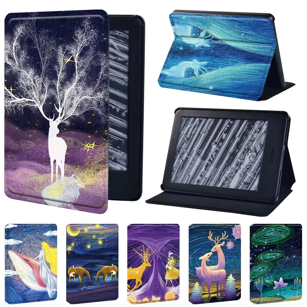 

For Amazon Kindle 8th 2016/10th 2019/Paperwhite 1/2/3/4 - Painting Tablet Stand Cover Case for Amazon Kindle