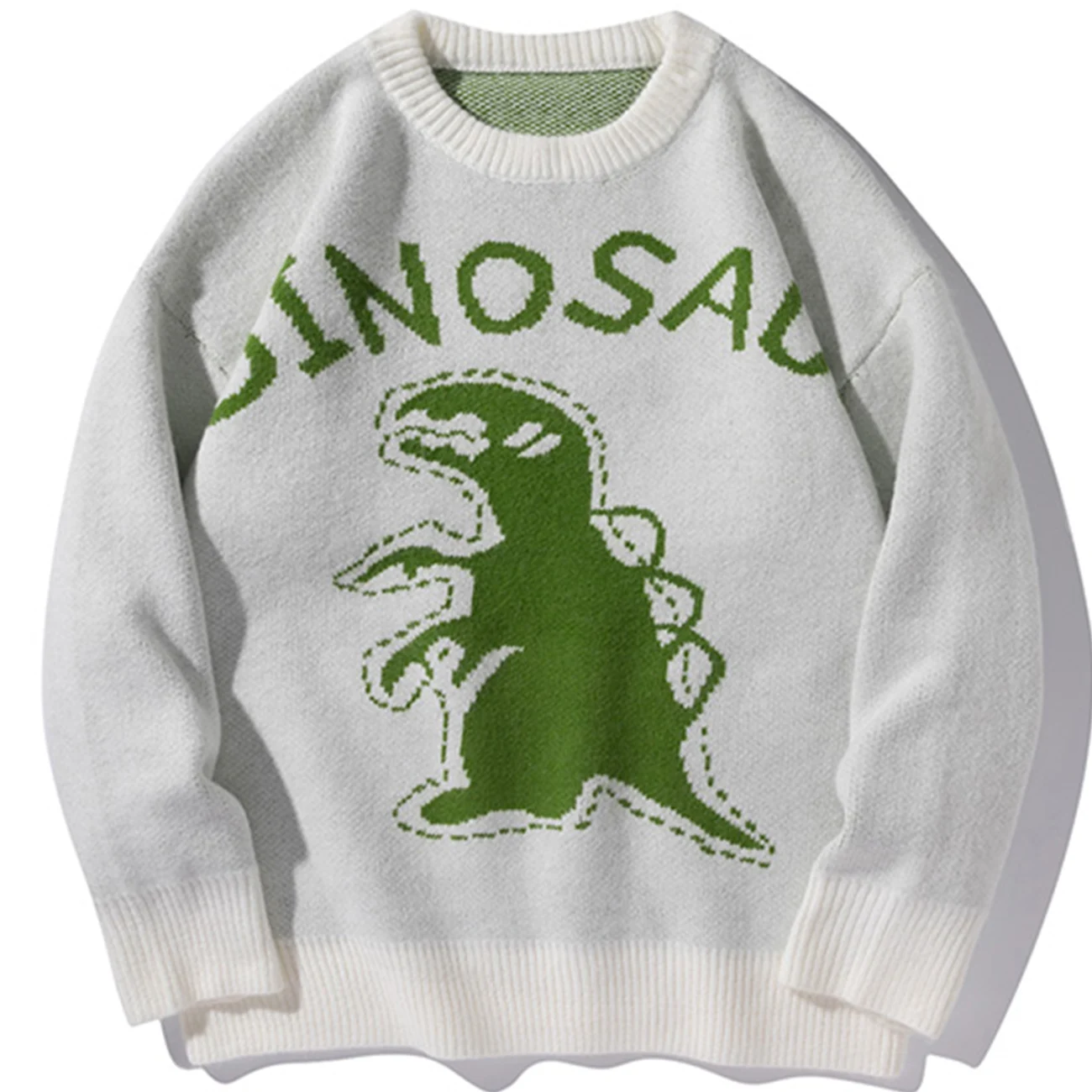 

LACIBLE Autumn Winter Sweater Men Women Cartoon Dinosaur Pattern Knitted Sweater Fashion Harajuku Casual Sweater Pullover Cotton