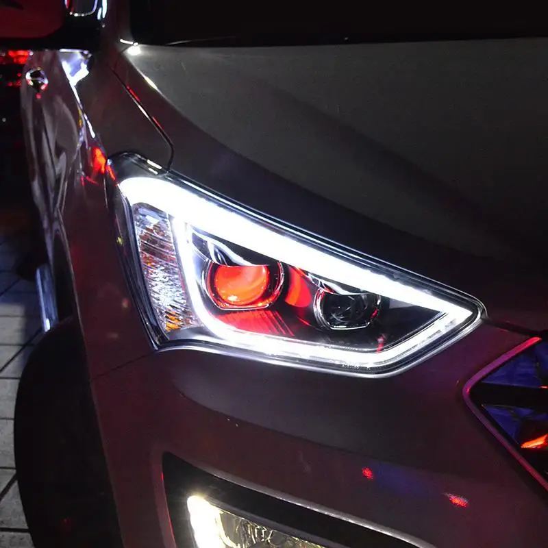 Luces Para Auto Automovil Assessoires дневные ходовые светодиодные наружные фары автомобиля фары в сборе 17 18 для hyundai Santa Fe