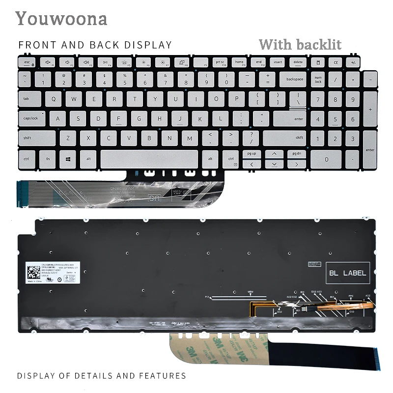 

New Original Laptop Keyboard For Dell Inspiron 7590 5593 7790 P90F 5590 5591 7500 7501 5501 3501 3505