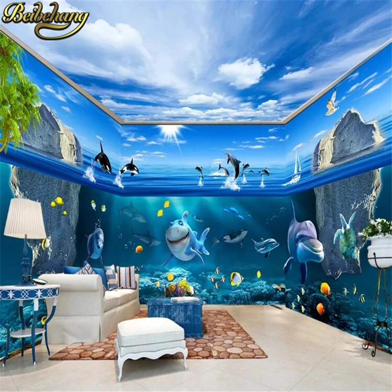 Wall Wallpaper Customized frescoes sea turtles shark whole room Background Modern Mural for Living Room Painting Home Decor