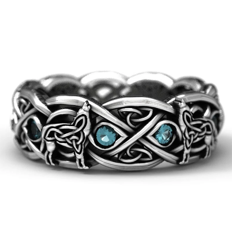 Huitan Viking Nordic Mythology Giant Wolf Men Ring Defense Totem Wolf Fashion Hip Hop Rock Unisex Finger Ring Punk Gift - Image 5