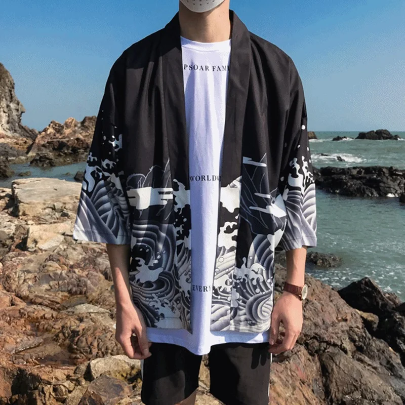 Kimono Man Haori Yukata Japanese Men'S Kimono Shirt Samurai Harajuku Japanese Streetwear Clothes Cardigan Men Clothing