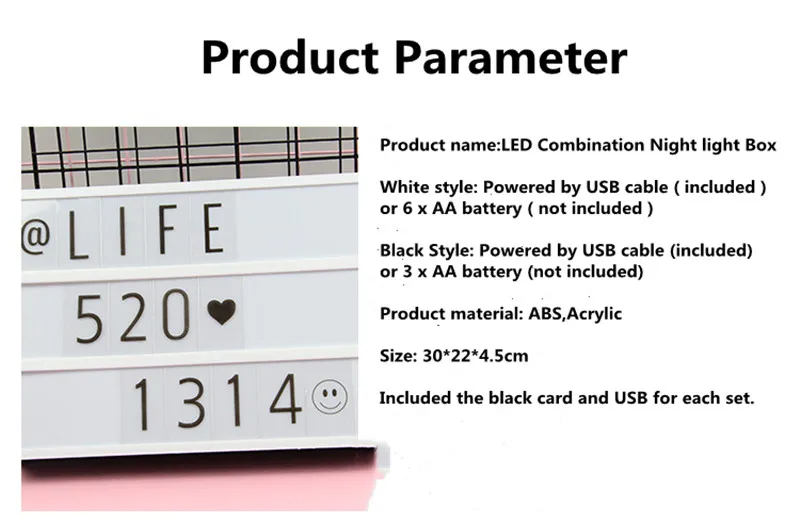 Креативный A4 размер USB AA батарея светодиодный комбинированный ночник коробка буквы Сделай Сам символ карты украшение лампа доска для сообщений Лайтбокс