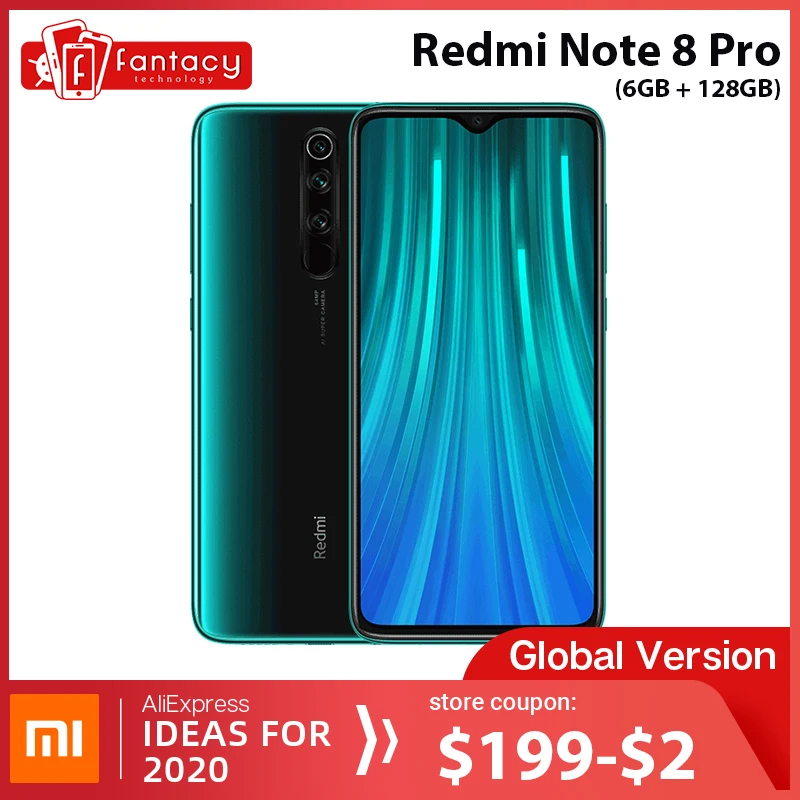  Global Version Xiaomi Redmi Note 8 Pro 6GB RAM 128GB ROM 64MP Quad Cameras MTK Helio G90T Smartphon