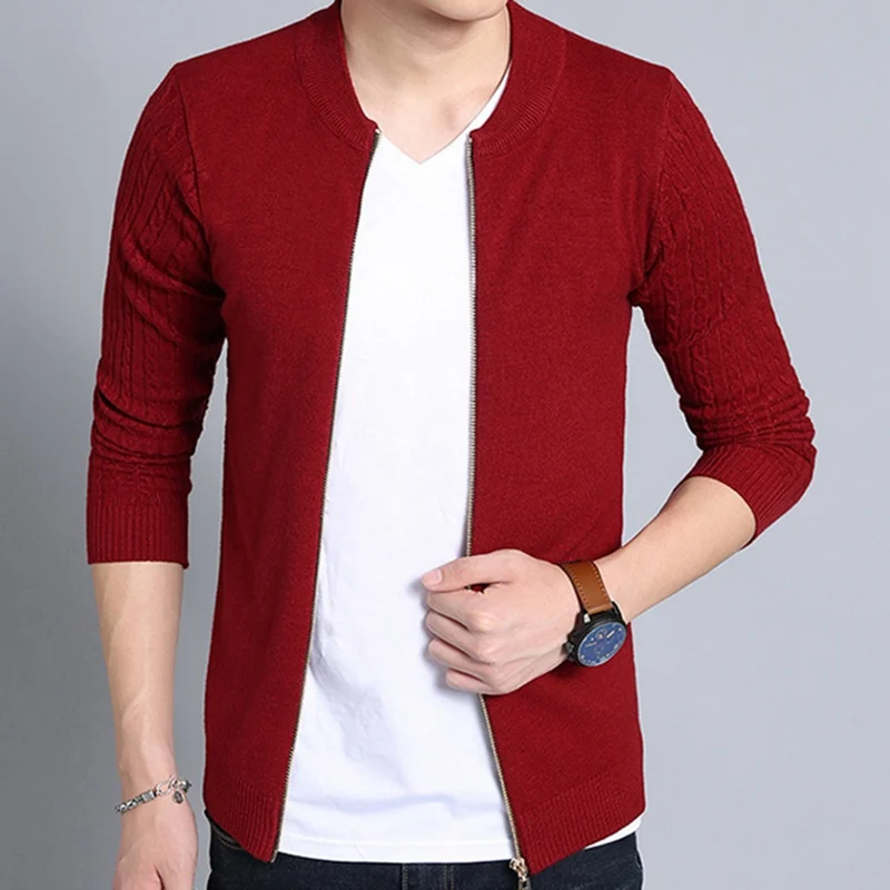 Men's Zipper Open Front Cardigan Sweater Jacket Style Sweaters Knitwear Warm Sweatercoat Cardigans Men Clothing J660