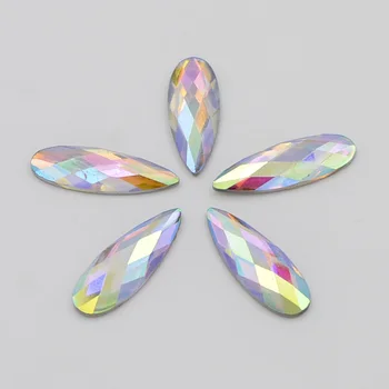 

40PCS AB Resin 8*22mm Teardrop Flatback Rhinestone Applique Diy Scrapbook Wedding Ornaments Crafts SF174