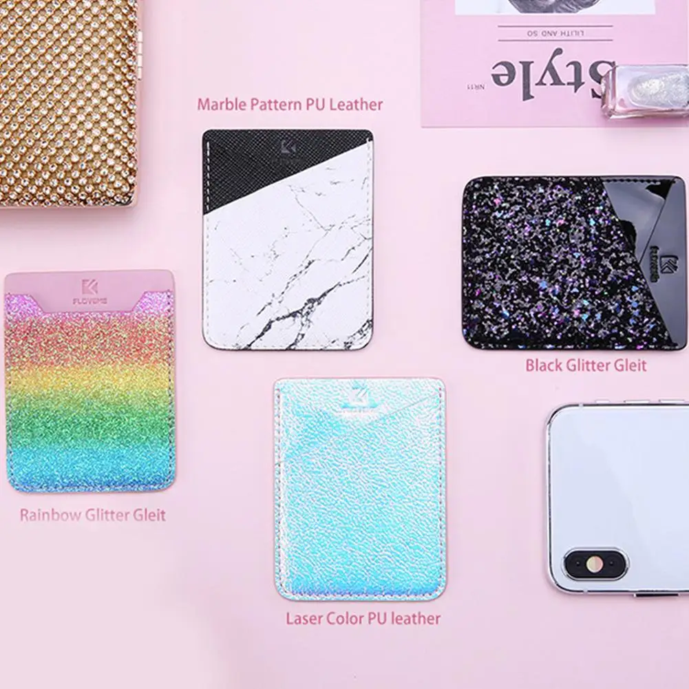 Colorful Adhesive Sticker Card Holder Back Cover Phone Pouch Case for Samsung S9 S8 Plus Iphone X 8 7 Sti | Мобильные телефоны и