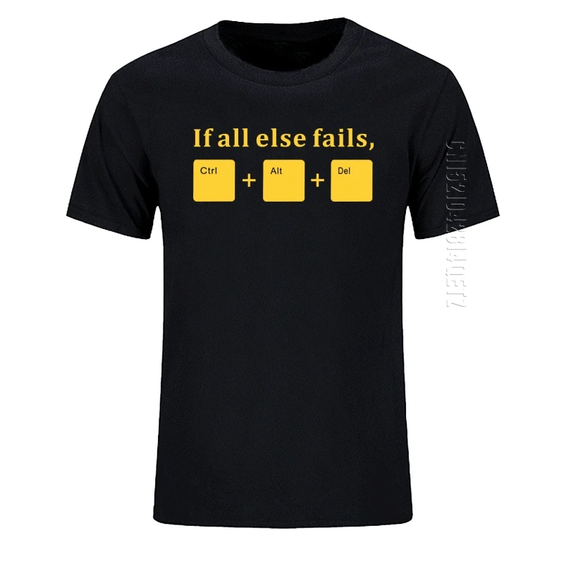 Футболка мужская с круглым вырезом смешная надписью If All Else и ALT DEL Tech Support Geek