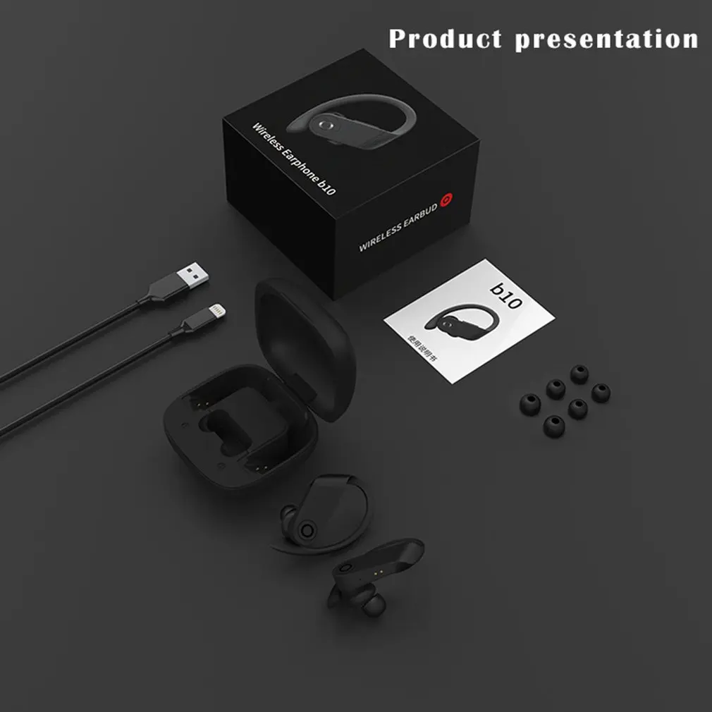 B10 True Bluetooth 5,0 наушники TWS беспроводные наушники спортивные наушники с громкой связью 3D стерео игровая гарнитура с микрофоном зарядная коробка