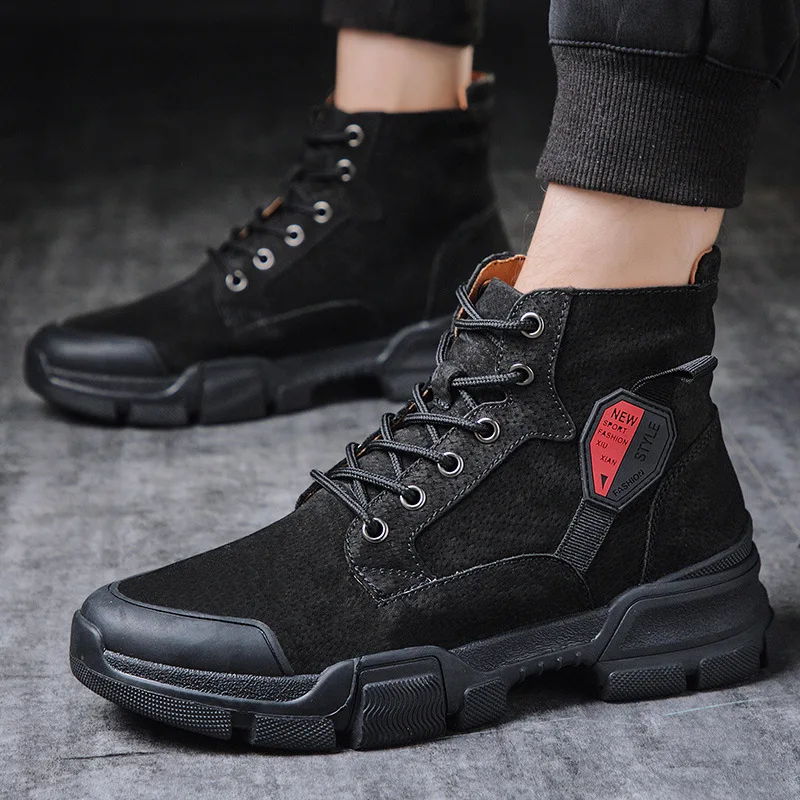 

Worker Boots Men Martin Boots 2019 Autumn & Winter New Style Fashion British Style plus Velvet Warm Genuine Leather Boots Men's