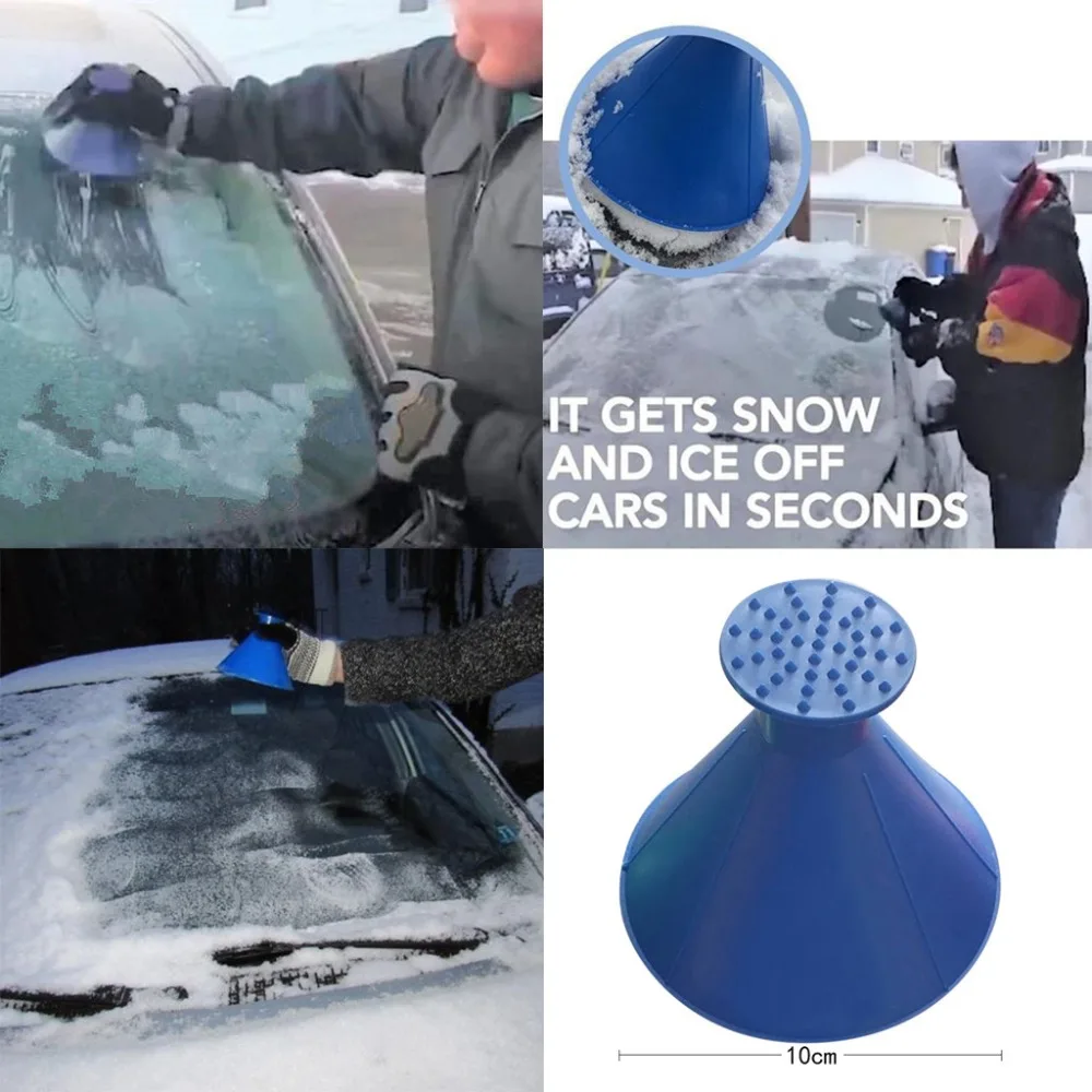 Машина волшебное окно лобовое стекло автомобиля скребок для льда в форме воронки для удаления снега Deicer конус Deicing инструмент выскабливание один круглый
