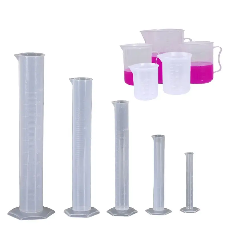 5 шт Пластиковые Градуированные цилиндры и 5 шт пластиковые стаканы N0HC