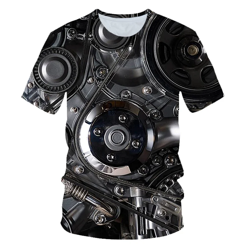 

Summer 3D men's t-shirt Motorcycle internal T-shirt Punk Clothing Retro Clothes Mechanical Tshirt Tops Tees Men Funny 3d t-shirt