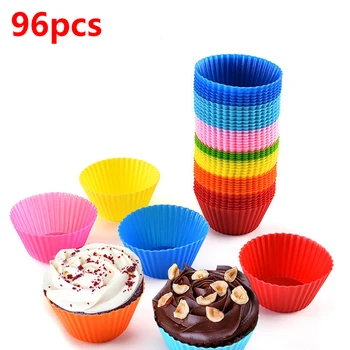 

96pcs Silicone Cake Mold Round Muffin Cupcake Cup Baking DIY Cake Decorating Tools Cake Templates Baking Pan Kitchen Accessories