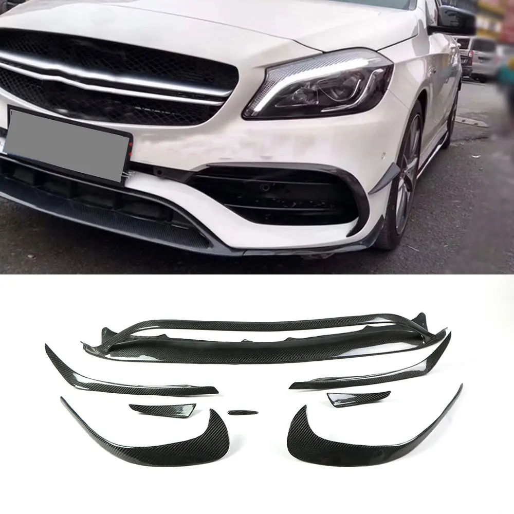 8 шт. передний спойлер из углеродного волокна для Benz A Class W176 A200 A250 A45 AMG 2016