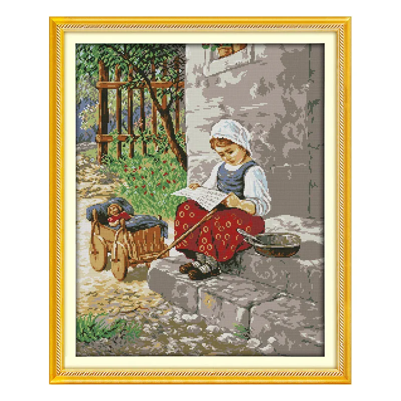 Peasant Girl Chinese Cross Stitch Kits Unprinted Canvas Embroidery Set 11 14CT DIY Handmade Needlework Craft Room Decor Painting | Дом и сад