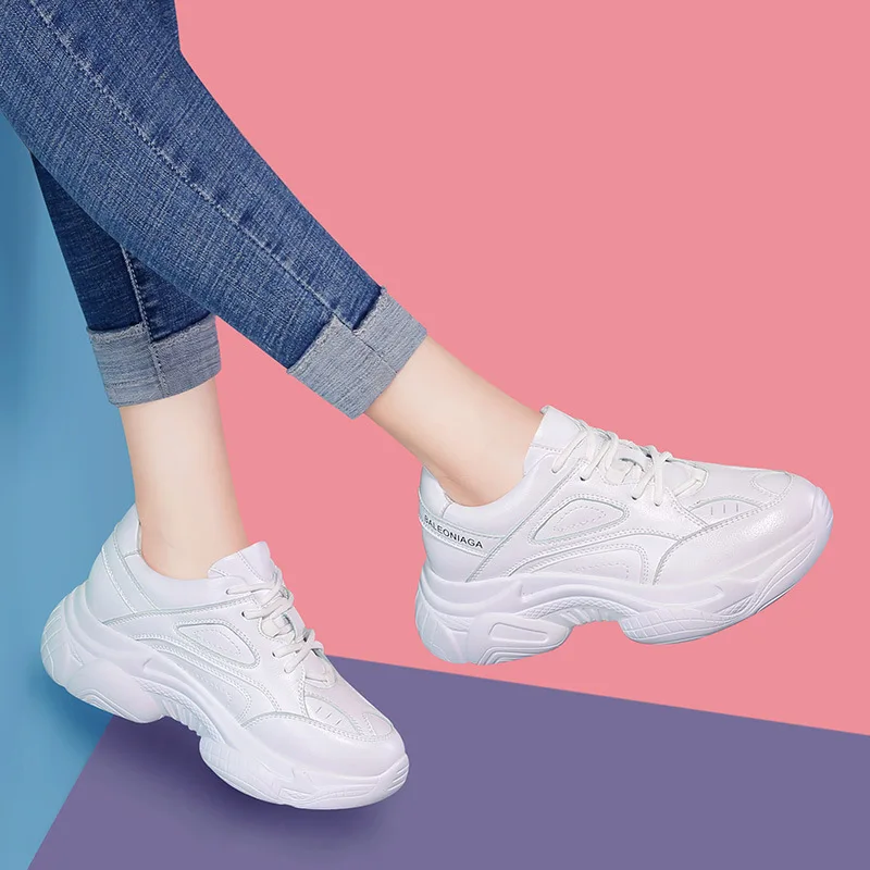 

Inside Increase Sports Shoes Female 2020 Season Versatile Thick Bottom White Breathable Net Face Leisure Torre Shoes Sneakers