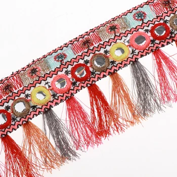 

Prettyia 1 Yard Ethnic Cotton Jacquard Ribbon Tassel Fringe Trim DIY Crafts
