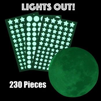 

Ornament Wall Stickers Pack Glow in the Dark Stars Big Moon Wall Stickers