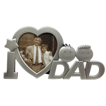 

3.5x3.5 Inch Lovely Modern Souvenirs Metal Photo Frame Letter Heart Shape Family Photograph Mothers Day I Love Dad Free Standing