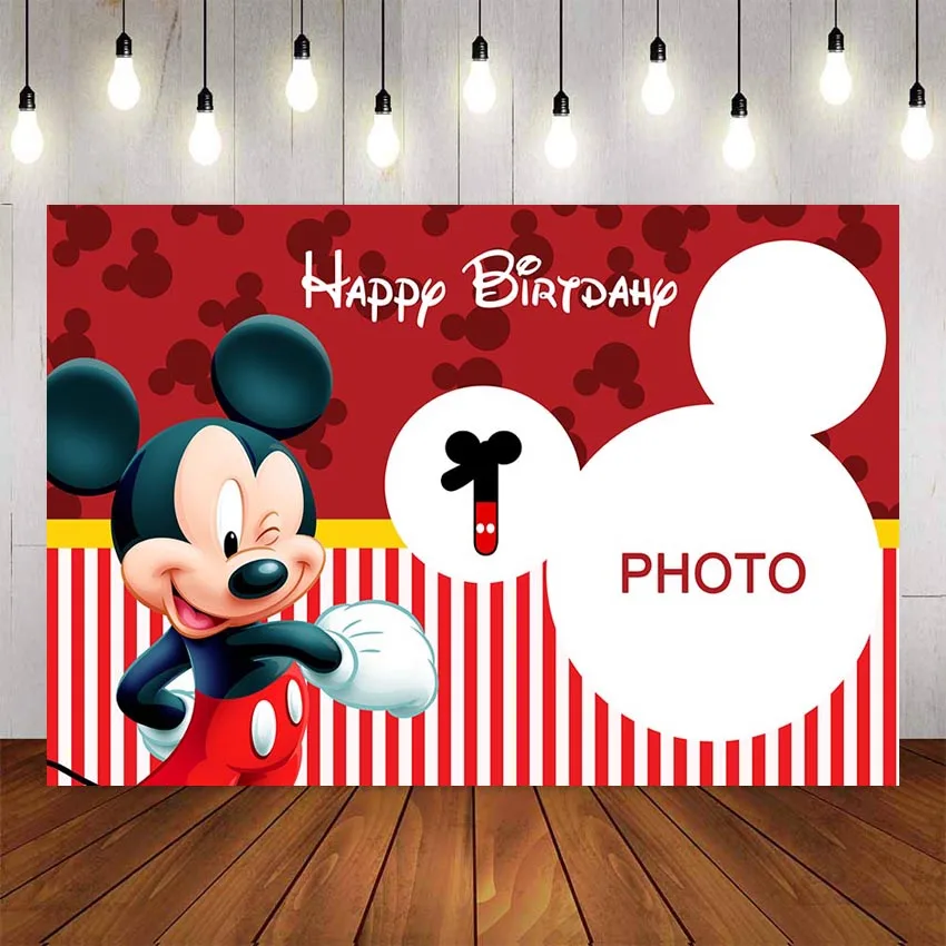 

Custom Photography Backgrounds Yellow Red Theme Mickey Backdrop Boys Birthday Party Decor Backdrop Photo Studio Banner