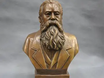 

zm 12'' China Pure Bronze Communist Friedrich Von Engels Bust Statue