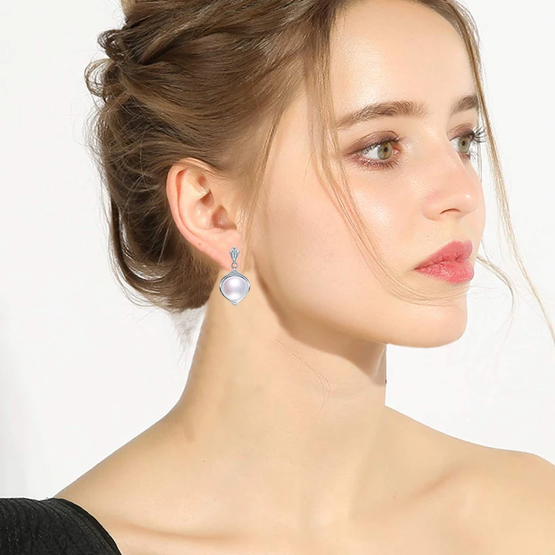 Dainashi Fashion Genuine Natural Freshwater Pearl Earrings Hot Sale 925 Sterling Silver Drop Earrings for Women