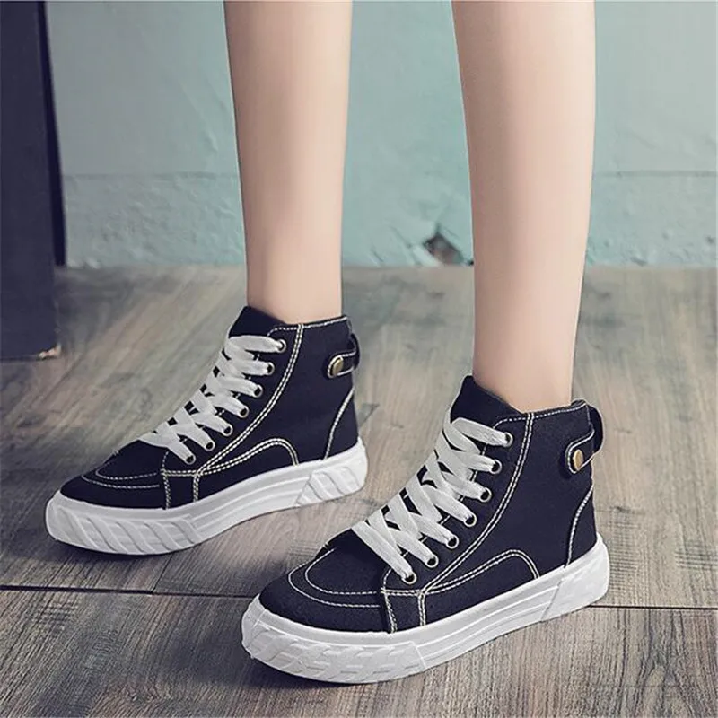 

Canvas Sneaker Platform Woman High Sneakers Women Vulcanized Canvas Shoes White Shoes Woman Deportivos Fashion Latest Sneakers