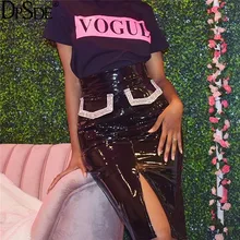 DPSDE посылка, черная сексуальная облегающая трендовая юбка, осенняя Новинка, женская повседневная юбка с карманами, уличная повязка, короткая кожаная юбка